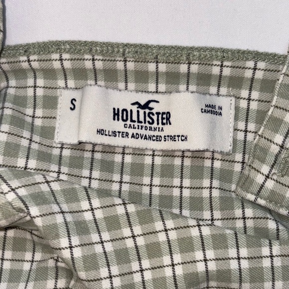 Hollister Size S Green Plaid Boho Coquette Advanced Stretch Crop Top - Picture 4 of 7